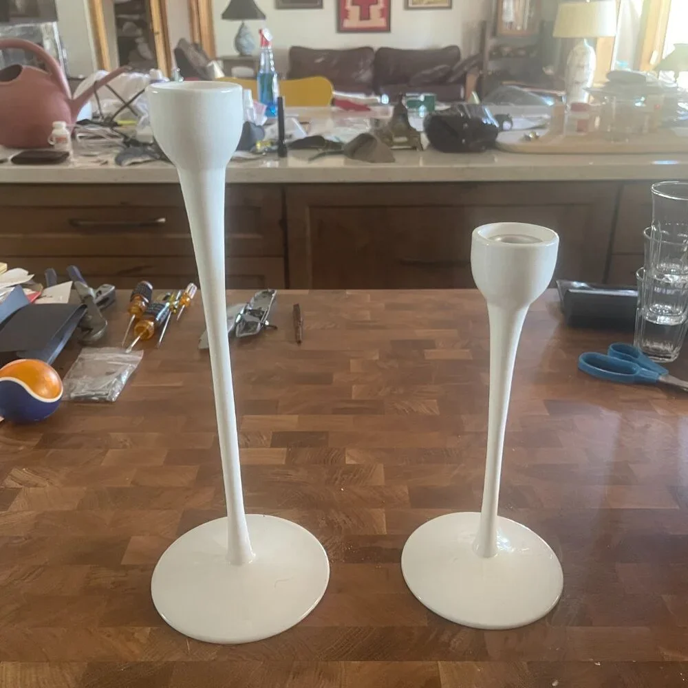 Vintage Ikea Blomster Handblown Glass Candlesticks - Pair